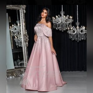 Bridal/ bridesmaid/ prom gown. Strapless. Silver beadings.